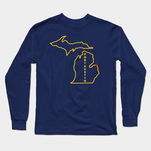 Port Austin MI Love (Yellow) Long Sleeve T-Shirt by TorrezvilleTees